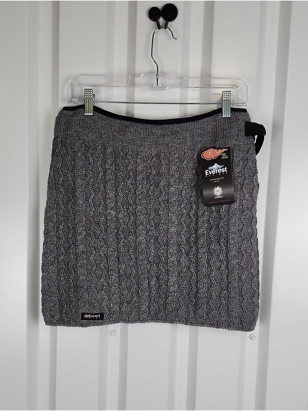 Everest Designs 100% Wool Cable Knit Skirt Gray Med NWT Apres Ski Layering Lined